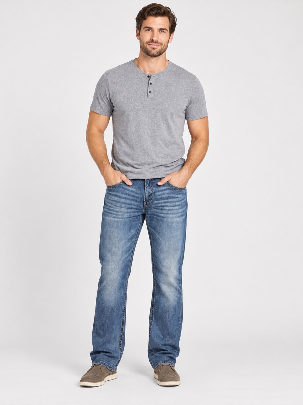 BKE Derek Men’s Jeans 33XL Medium Wash Straight Leg Stretch Denim Buckle